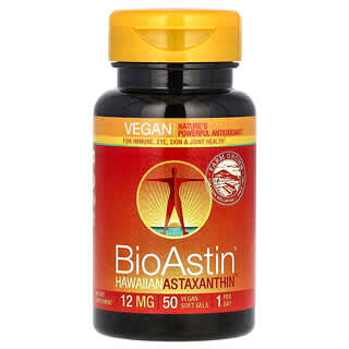 Nutrex Hawaii, BioAstin, Hawaiian Astaxanthin, Astaxantina, 12 mg, 50 cápsulas blandas veganas