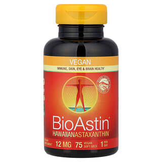 Nutrex Hawaii, BioAstin®, Hawaiian Astaxanthin, астаксантин, 12 мг, 75 веганских капсул