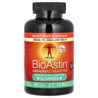 Nutrex Hawaii, BioAstin, Gommes hawaïennes à l'astaxanthine, Agrumes, 12 mg, 60 gommes (6 mg par gomme)