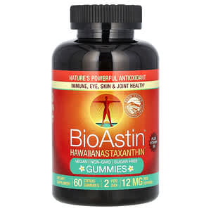 Nutrex Hawaii, BioAstin, жевательные таблетки с гавайским астаксантином, со вкусом цитрусовых, 12 мг, 60 жевательных таблеток (6 мг в 1 жевательной таблетке)