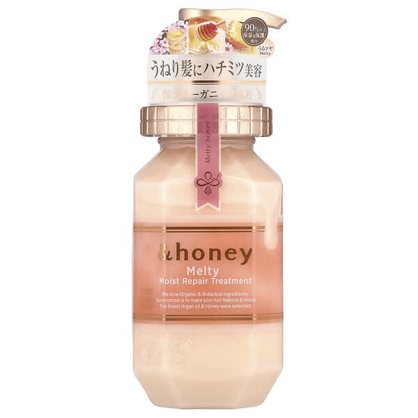 &honey, 멜티 모이스트 리페어 트리트먼트, 스위트 로즈 허니, 440ml(14.9oz)