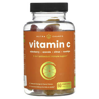 NutraChamps, Vitamina C, Laranja e Cereja Naturais, 60 Gomas Veganas