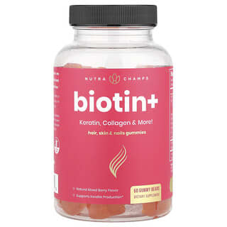 NutraChamps, Biotin+, ягідна суміш, 60 жувальних цукерок