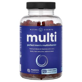 NutraChamps, Multi, Perfect Men's Multivitamin, Himbeere, 120 Vitamin-Fruchtgummis