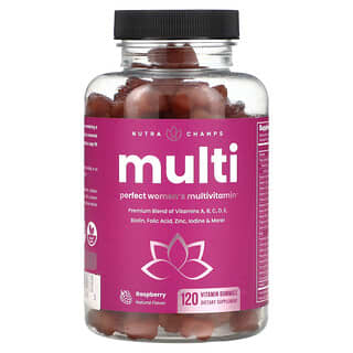 NutraChamps, Multivitamínico perfecto para mujeres, Frambuesa`` 120 gomitas vitamínicas