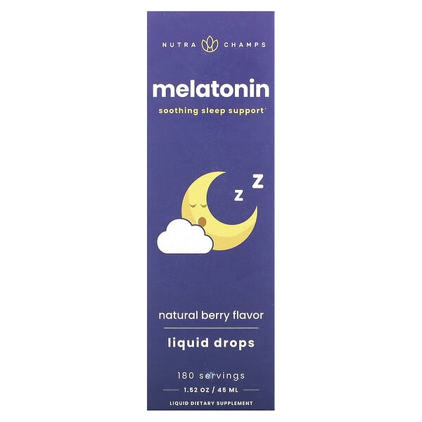 Melatonin Liquid Drops, Natural Berry, 1 mg, 1.52 oz (45 ml)