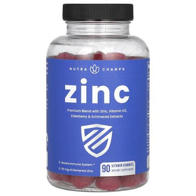 NutraChamps, Zinc Gummies, 50 mg, 90 Gummy Vitamins (16.6 mg per gummy)
