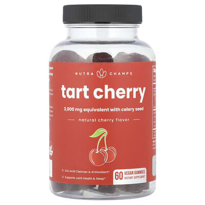 NutraChamps, Tart Cherry, Natural Cherry Flavor, 60 Vegan Gummies