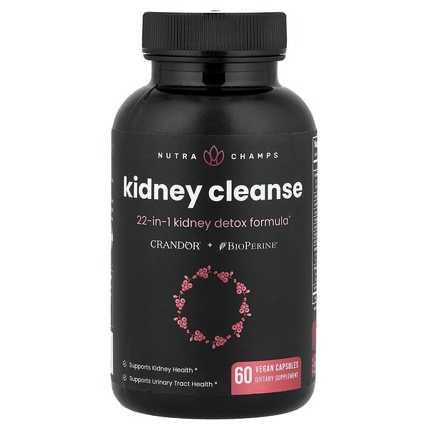 NutraChamps, Kidney Cleanse，60 粒易吞嚥全素膠囊