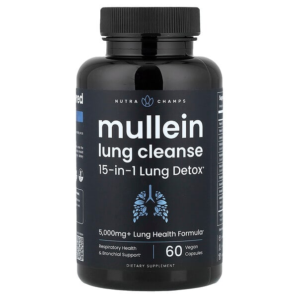NutraChamps, Mullein Lung Cleanse, 60 Vegan Capsules — product photo 1