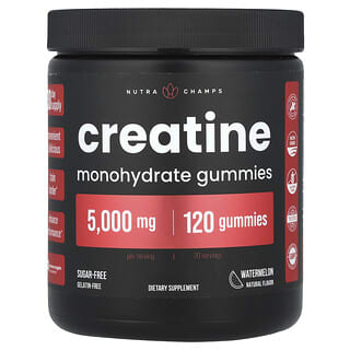 NutraChamps, Gommes à la créatine monohydrate, Pastèque, 5000 mg, 120 gommes (1250 mg par gomme)