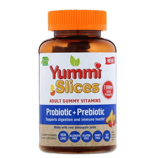 Hero Nutritional Products, Yummi Slices, Adult Gummy Vitamins Probiotic + Prebiotic, Natural Strawberry and Organge Flavors, 60 Gummy Vitamins