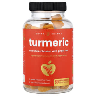 NutraChamps, Curcuma, Fruits tropicaux naturels, 60 gommes vegan