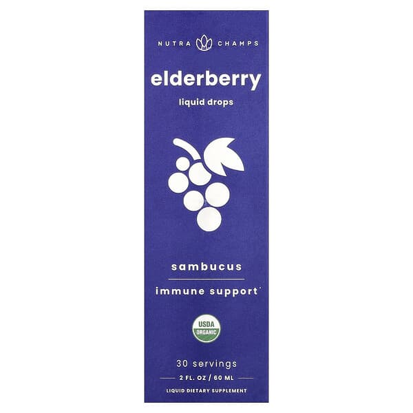 NutraChamps, Elderberry, Sambucus, Liquid Drops, 2 fl oz (60 ml) (Discontinued Item) — product photo 1