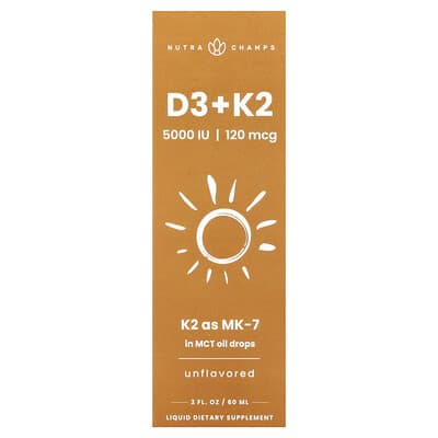 NutraChamps, D3 + K2 Drops, Original Flavor, 2 fl oz (60 ml)