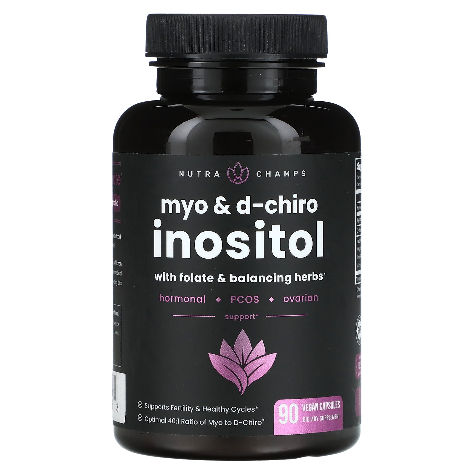 NutraChamps, Myo & D-Chiro Inositol with Folate & Balancing Herbs, 90 ...