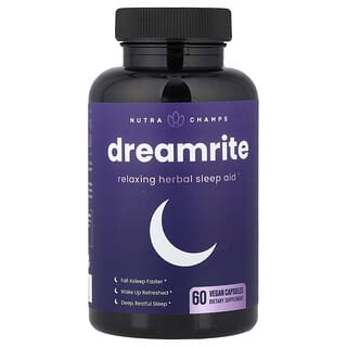 NutraChamps, Dreamrite, entspannende pflanzliche Schlafhilfe, 60 einfach zu schluckende pflanzliche Kapseln