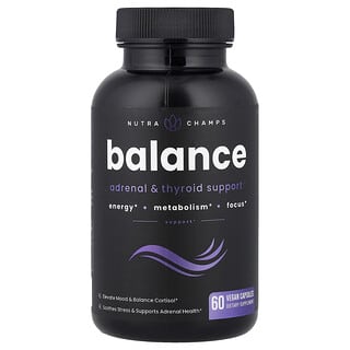 NutraChamps, Equilíbrio, Suporte Adrenal e da Tireoide, 60 Cápsulas Vegetais