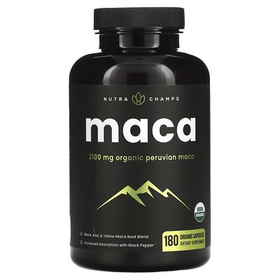 NutraChamps, Maca, 180 Organic Capsules