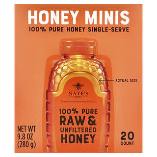 Nate's Honey, 100% Pure Honey Minis, 20 пакетиков, 280 г (9,8 унции)