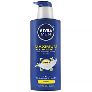 Nivea, Men, Maximum Hydration, 3-in-1 Nourishing Lotion, 알로에베라, 16.9fl oz(500ml)