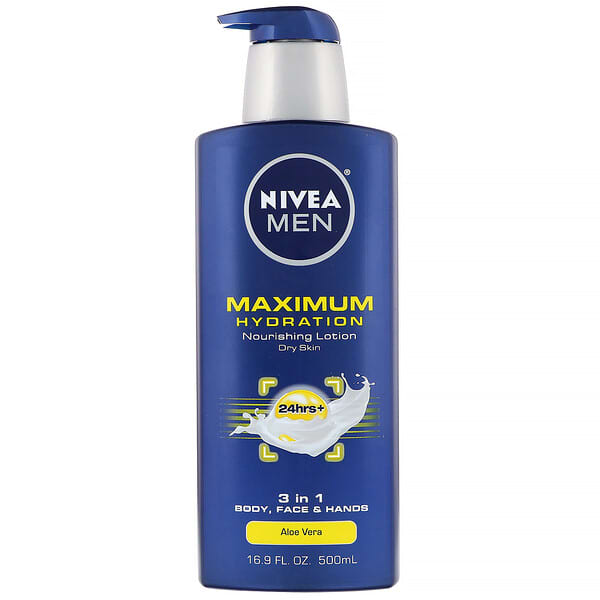 Nivea, 男性用、マキシマムハイドレーション、スリーインワン（3-in-1）ナリッシングローション、アロエベラ、500 ml（16.9 fl oz）