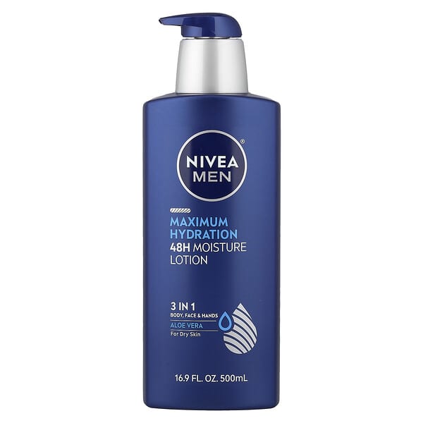 Nivea, Men แม็กซิมั่มไฮเดรชั่น มอยส์เจอร์โลชั่น 48H สำหรับผิวแห้ง ขนาด 16.9 ออนซ์ (500 มล.)