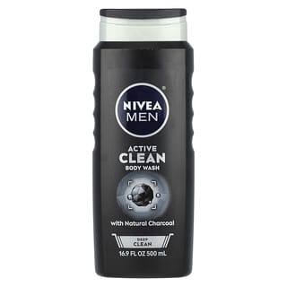 Nivea, Men, Active Clean Body Wash, Duschgel für Männer, tiefenreinigend, mit natürlicher Aktivkohle, 500 ml (16,9 fl. oz.)