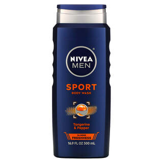 Nivea, Men, Jabón líquido deportivo para el cuerpo, Mandarina y pimienta, 500 ml (16,9 oz. Líq.)