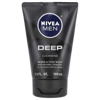 Nivea, Для мужчин, средство для мытья бороды и лица, глубокое очищение, с натуральным углем, 100 мл (3,3 жидк. Унции)