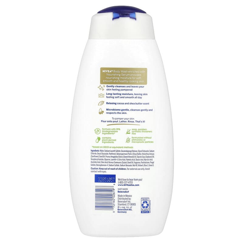 Jabón líquido para el cuerpo, Cacao y manteca de karité, 591 ml