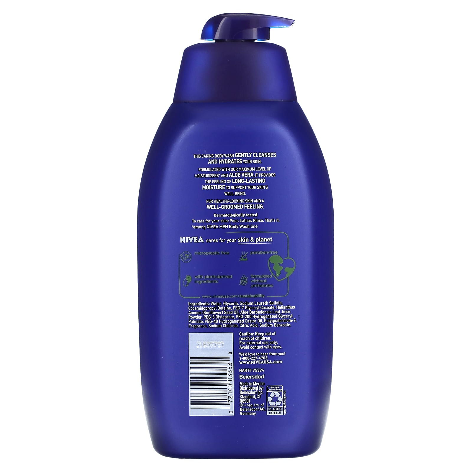 emulsie sla Raffinaderij Nivea, Men, Maximum Hydration Body Wash with Aloe Vera, 30 fl oz (887 ml)