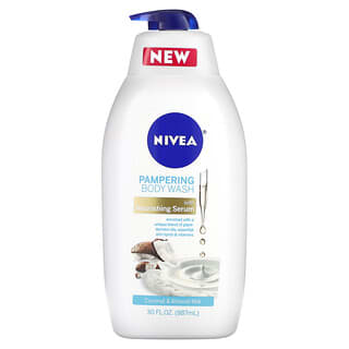 Nivea, 滋養精華舒緩沐浴露，椰子和杏仁奶香，30 液量盎司（887 毫升）