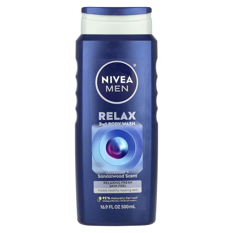 Men, Relax 3 in 1 Body Wash, Lavender + Sandalwood, 16.9 fl oz
