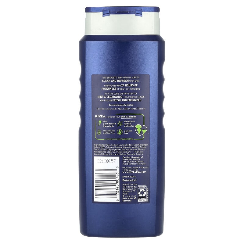 男性向け、エナジーボディウォッシュ、ミント＆シダーウッド