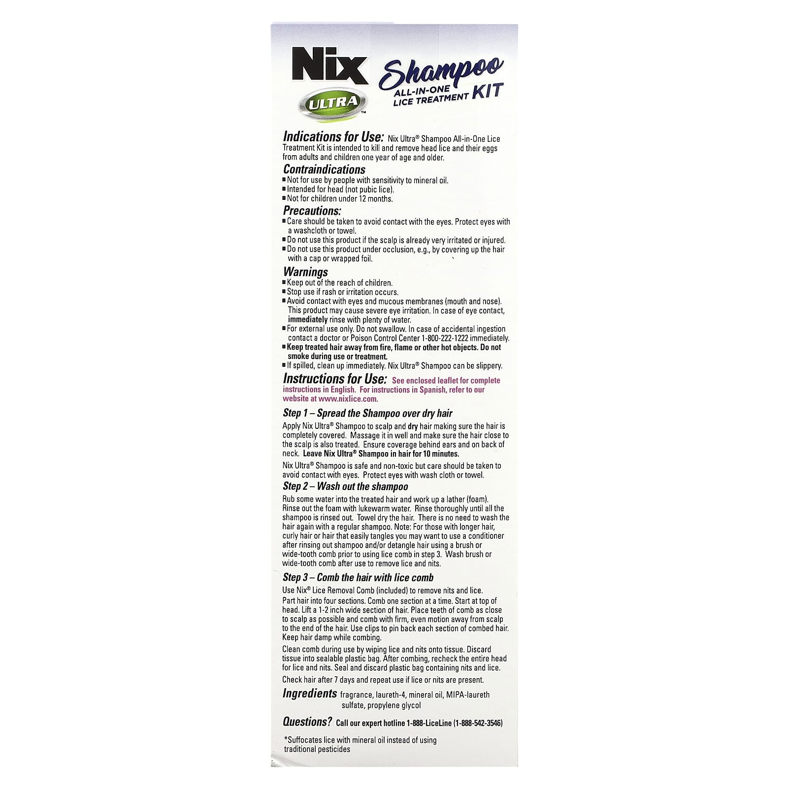 Nix, Ultra Shampoo, AllInOne Lice Treatment Kit, 1 Kit