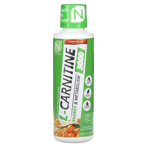 Nutrakey, L-Carnitine 3000,  Orange Delight, 16 fl oz (473 ml)