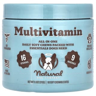 Natural Dog Company, Multivitamines, Pour chiens, Tous âges, 90 bouchées molles à croquer, 270 g