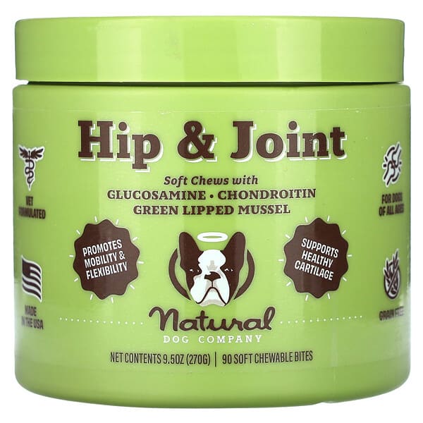 Natural Dog Company, Hip & Joint, For Dogs, All Ages, 90 Soft Chewable ...