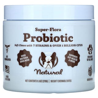 Natural Dog Company, Super-Flora Probiotic, 90 Soft Chewable Bites, 9.5 oz (270 g)