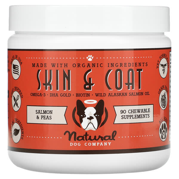 Natural Dog Company, Skin & Coat, For Dogs, All Ages, Salmon & Peas, 90