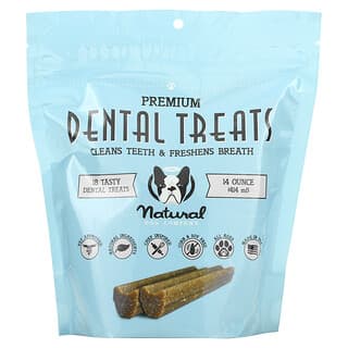 Natural Dog Company, Dental Treats，清洁牙齿、清新口气，18 Tasty Dental Treats，14 盎司（414 毫升）。