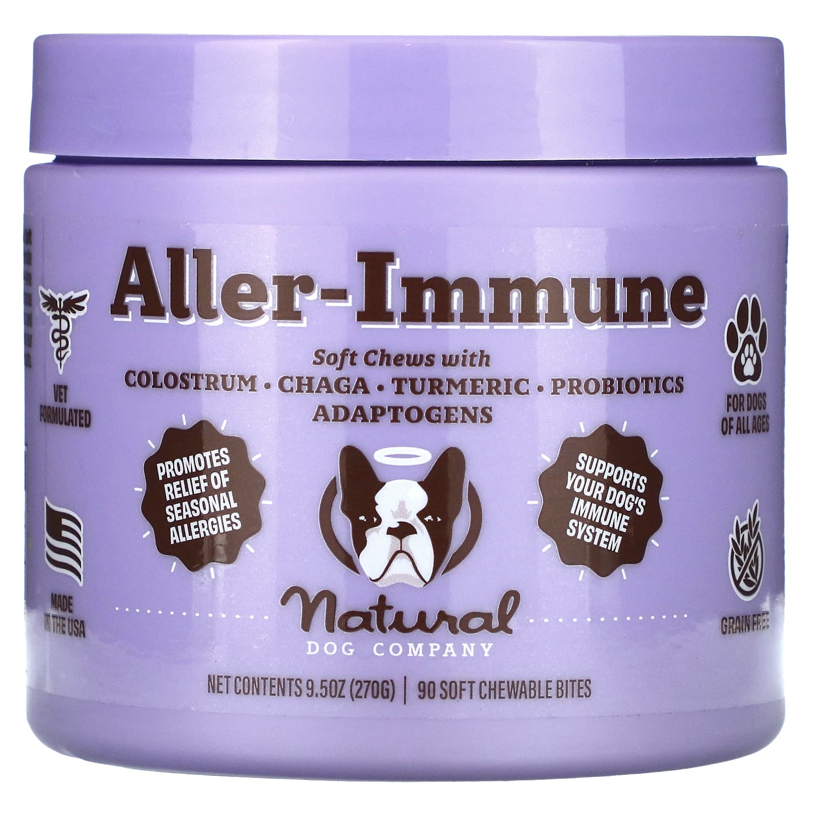 Natural Dog Company, AllerImmune, All Ages, 90 Soft Chewable Bites, 9.