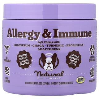 Natural Dog Company, Allergy & Immune, For Dogs, All Ages, 90 Soft Chewable Bites, 9.5 oz (270 g)