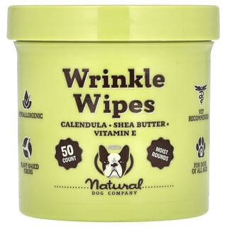 Natural Dog Company, Wrinkle Wipes, Wrinkle Wipes, für Hunde jeden Alters, 50 Stück