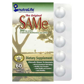 NutraLife, The Original SAMe ™, 400 мг, 60 таблеток, покрытых кишечнорастворимой оболочкой (200 мг на таблетку)