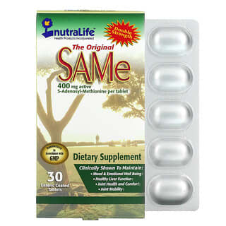 NutraLife, оригинальный SAMe, 400 мг, 30 таблеток, покрытых кишечнорастворимой оболочкой
