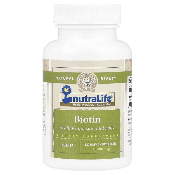 NutraLife, 비오틴, 10,000mcg, 간편한 츄어블 120정