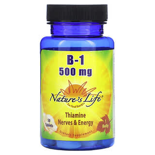 Nature's Life, Витамин B-1, 500 мг, 50 таблеток