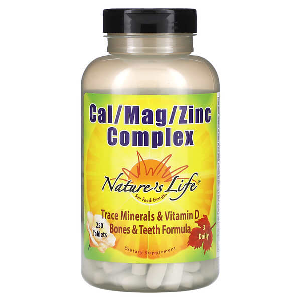Nature's Life, Suplemento de Minerales Calcio / Magnesio / Zinc, 250 Tabletas